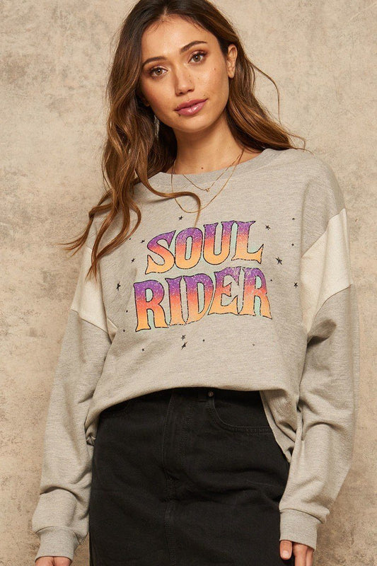 A French Terry Knit Graphic Women Sweatshirt