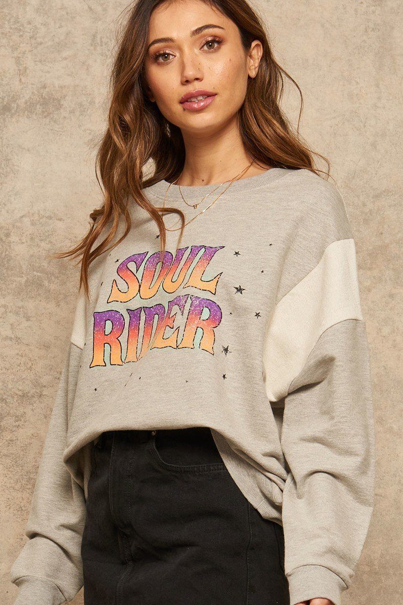 A French Terry Knit Graphic Women Sweatshirt