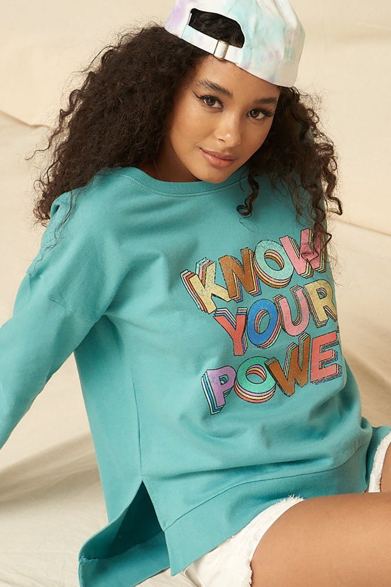 A Mineral Washed French Terry Graphic Women Sweatshirt
