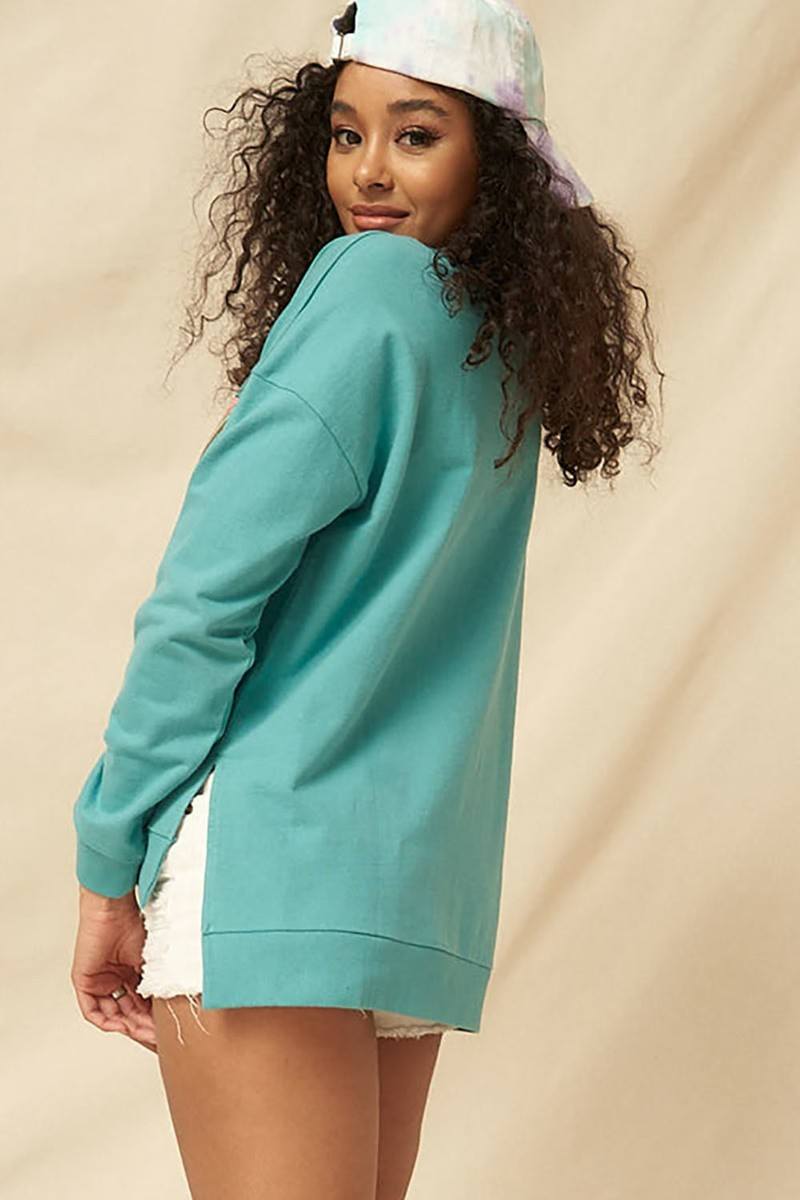 A Mineral Washed French Terry Graphic Women Sweatshirt