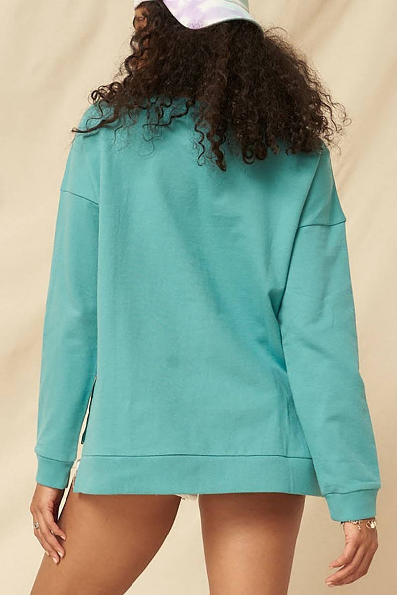 A Mineral Washed French Terry Graphic Women Sweatshirt