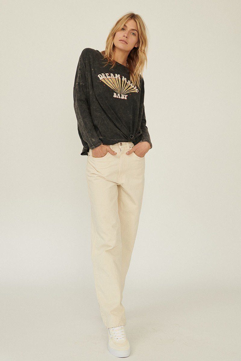 A Mineral Washed Knit Women Top