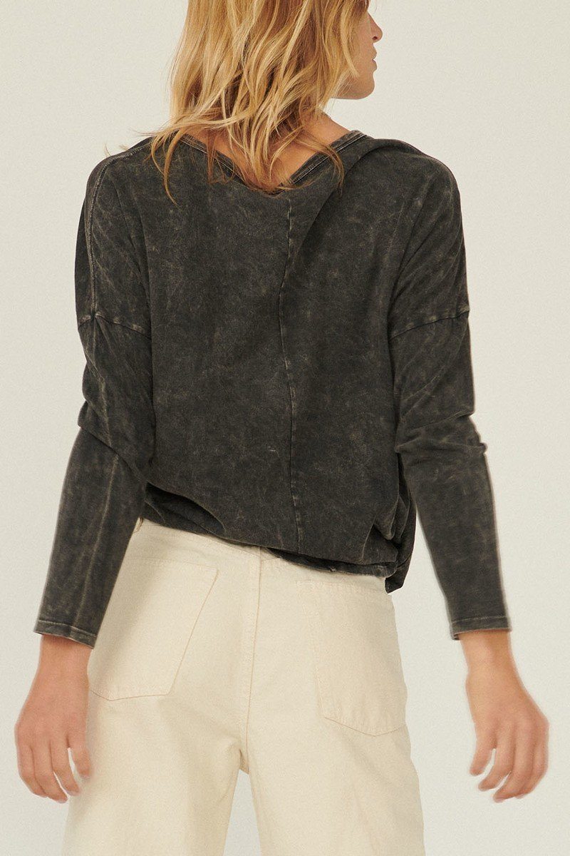 A Mineral Washed Knit Women Top