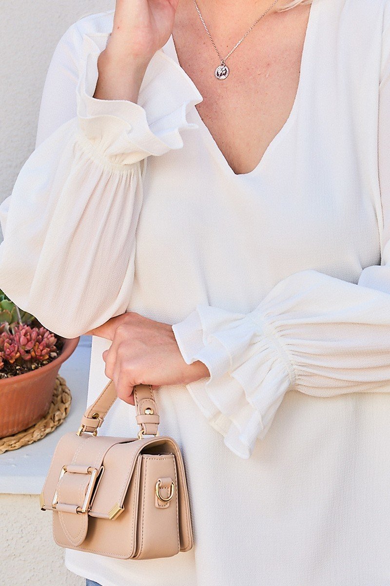 V Neck Tier Ruffle Sleeve Top Plus