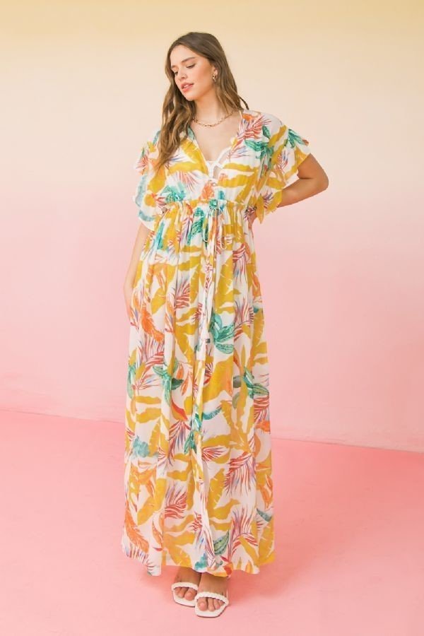 A Printed Woven Maxi Women Cover Up