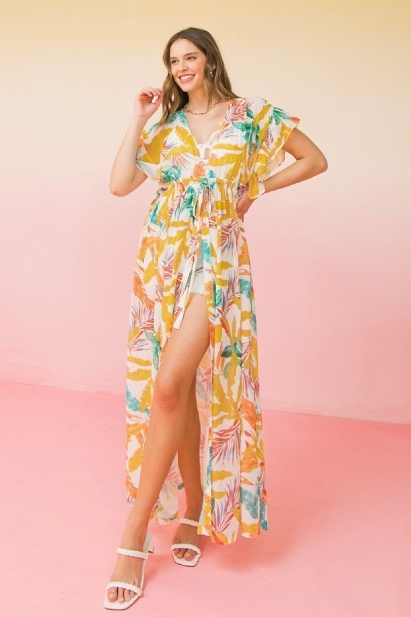 A Printed Woven Maxi Women Cover Up