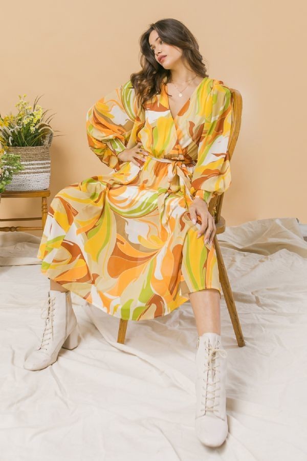 A Printed Woven Midi Women Dress