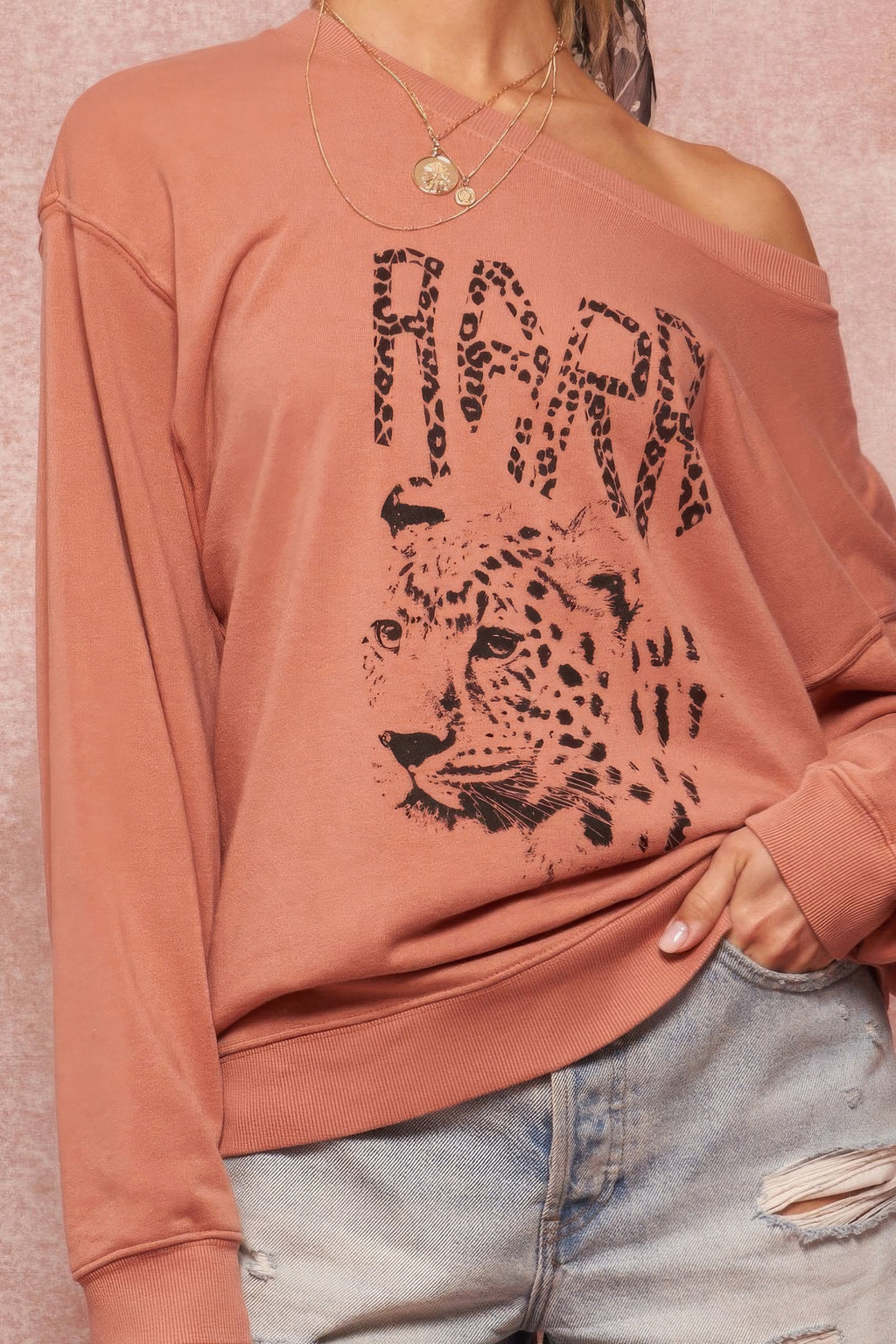 A Garment Dyed French Terry Graphic Women Sweatshirt