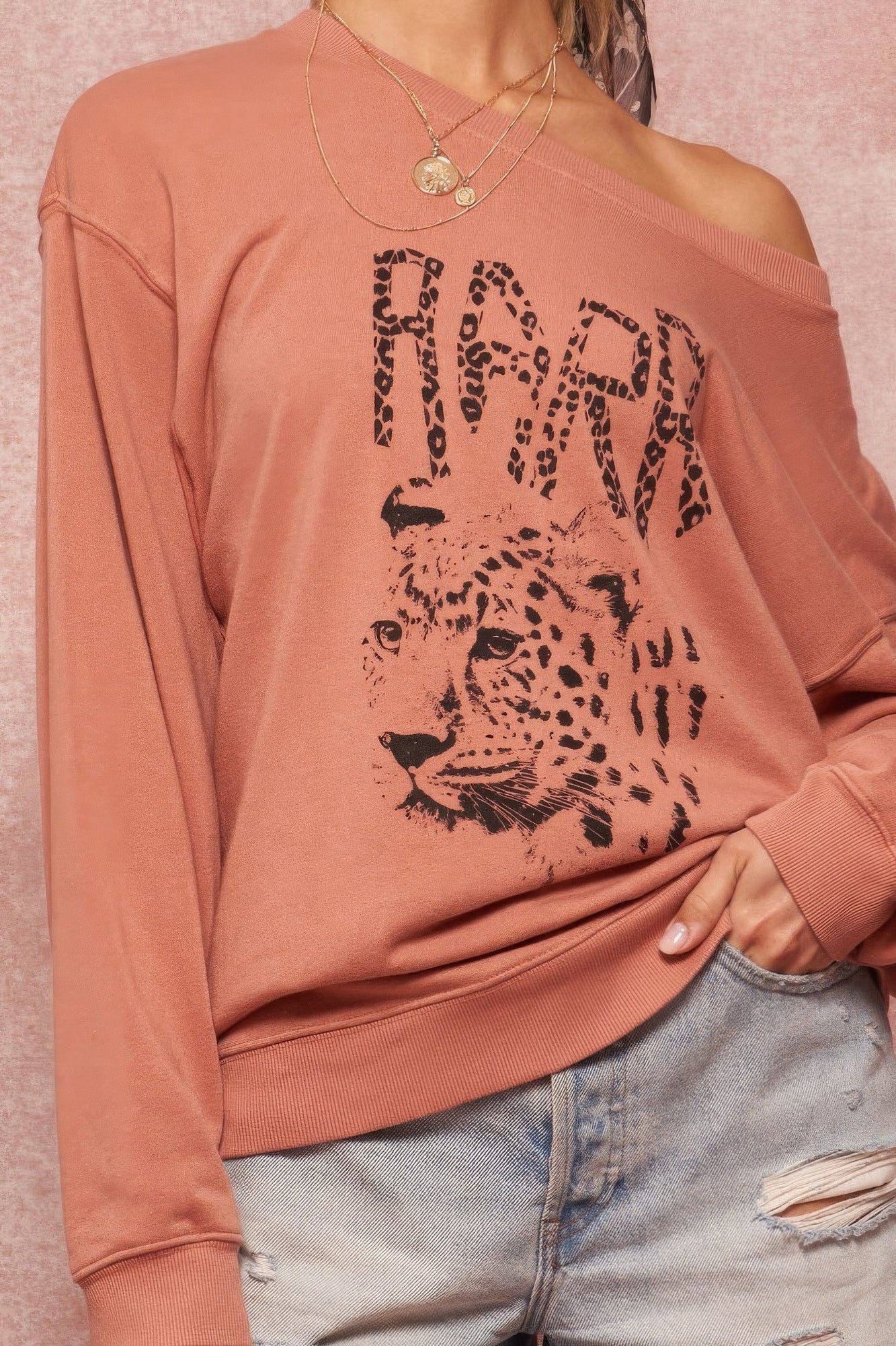 A Garment Dyed French Terry Graphic Women Sweatshirt