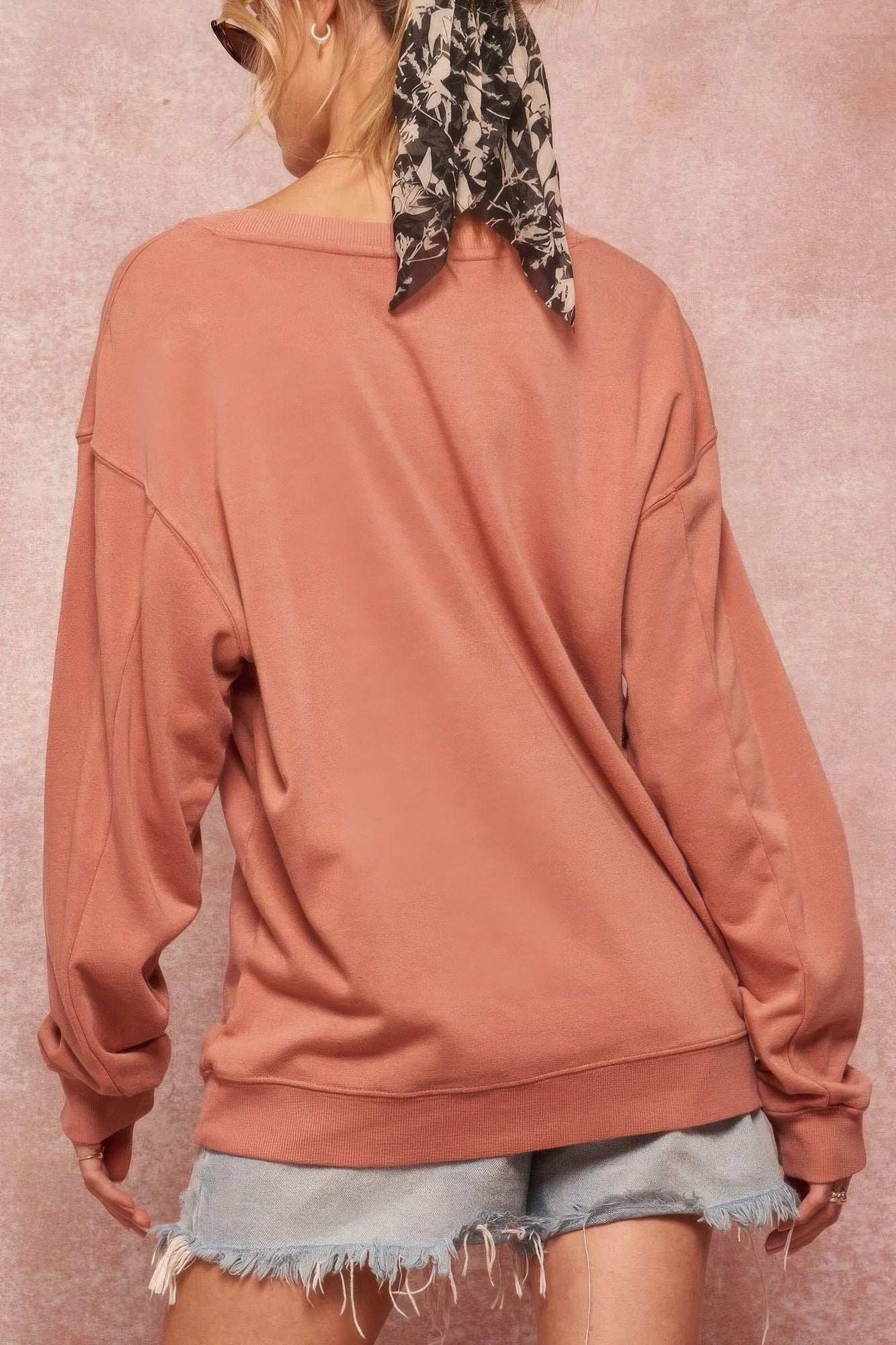 A Garment Dyed French Terry Graphic Women Sweatshirt