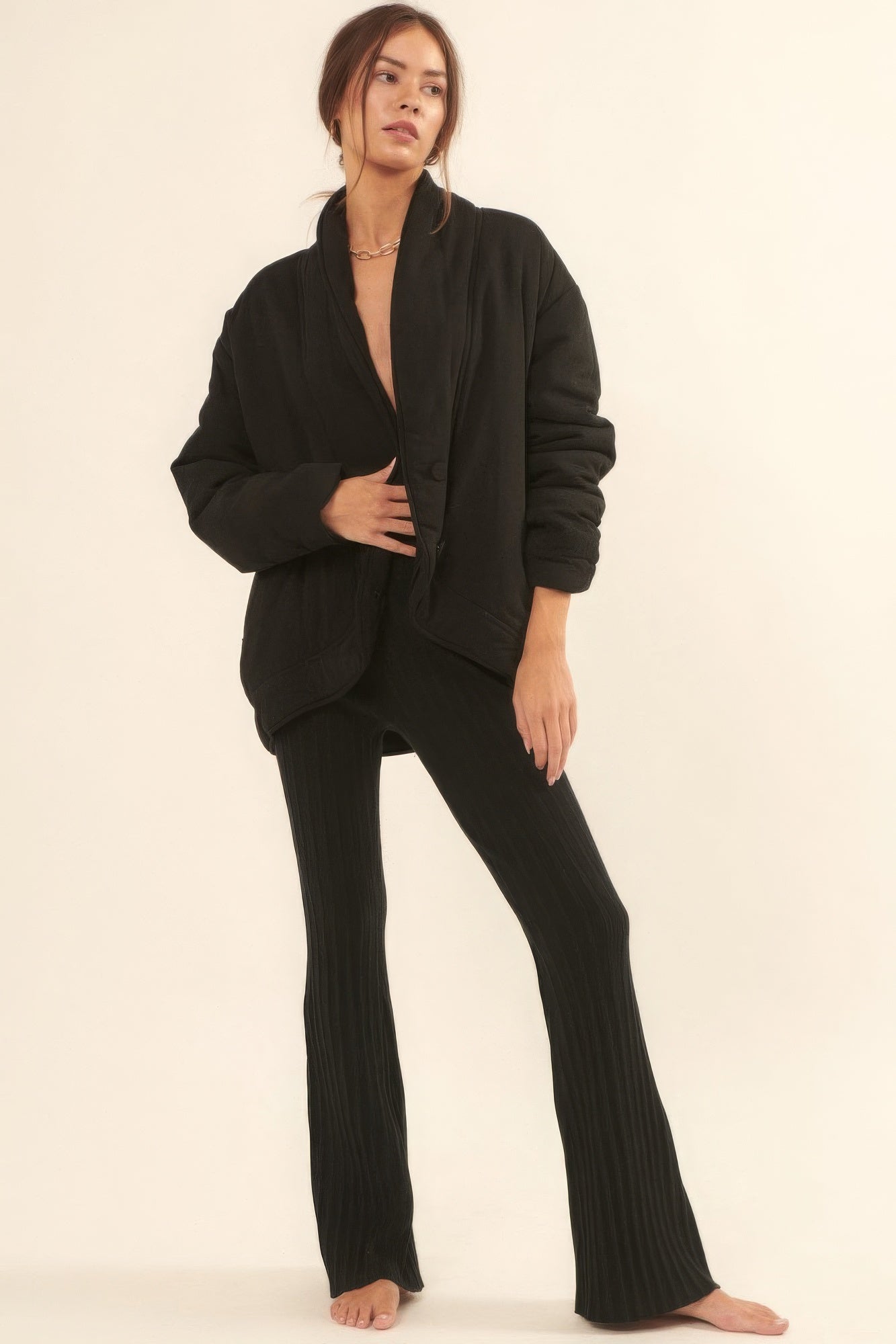 A Solid Woven Women Jacket