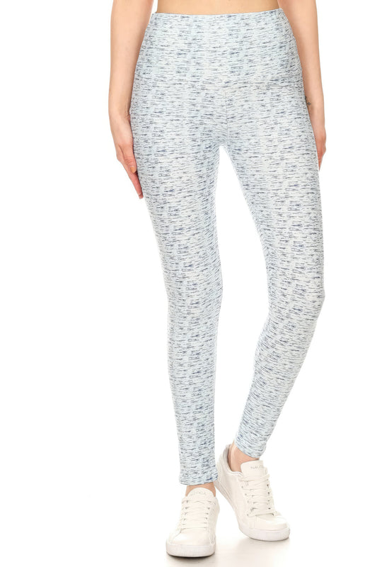 5-inch Long Yoga Style Banded Lined Multi Printed Knit Women Legging With High Waist