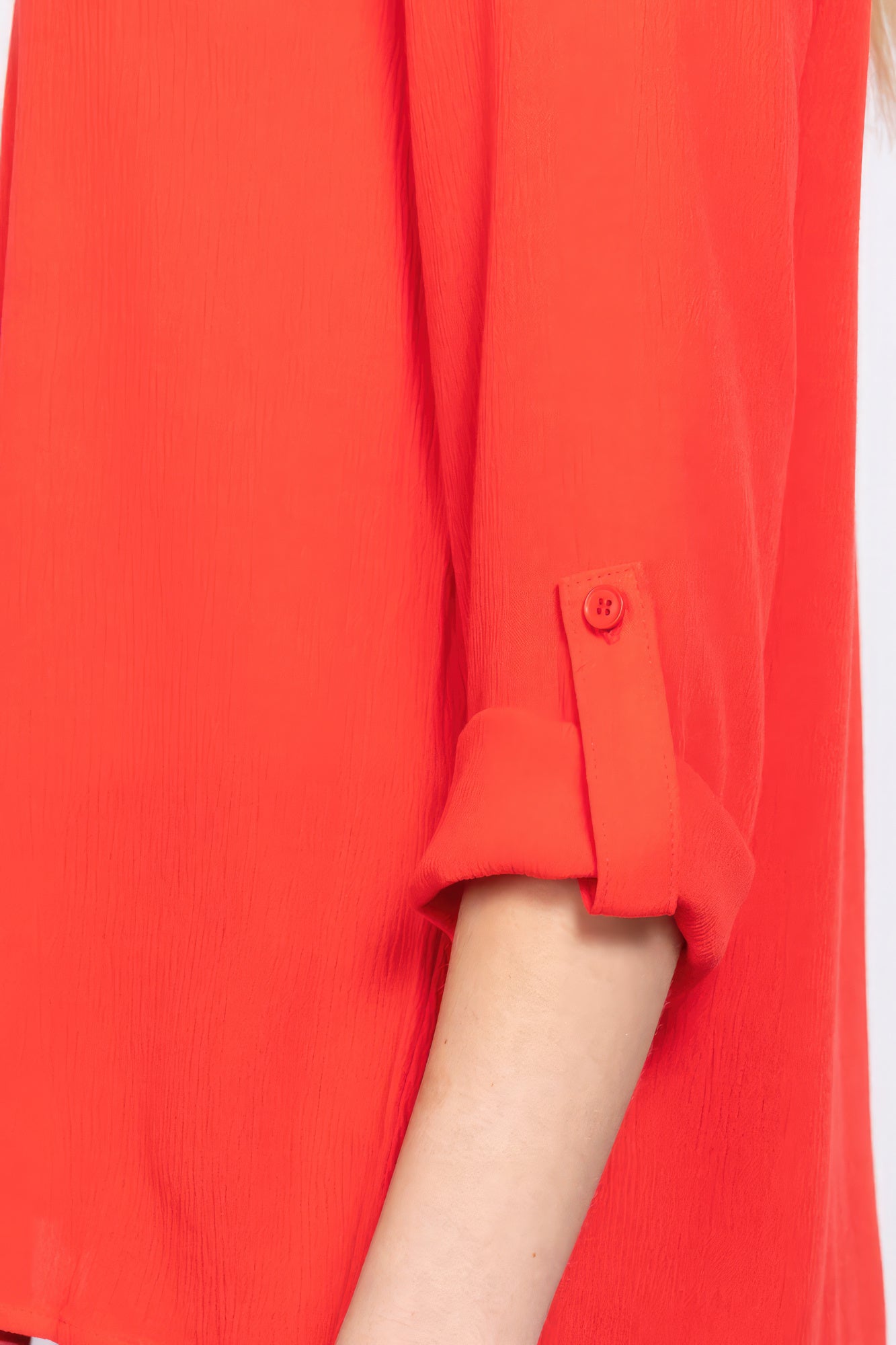 3/4 Roll Up Slv Pleated Women Blouse