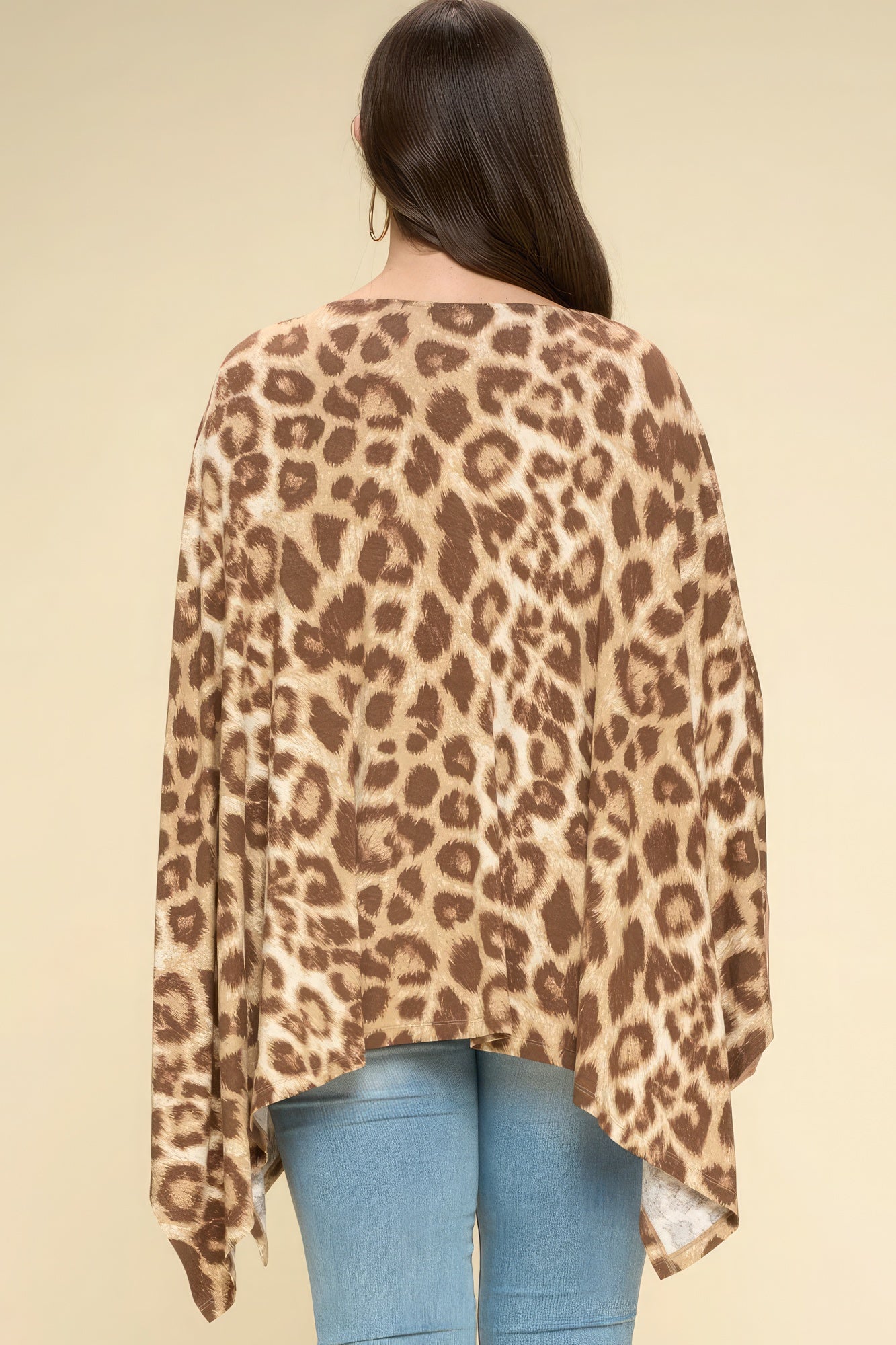 Animal Printed Rayon Span Women Poncho