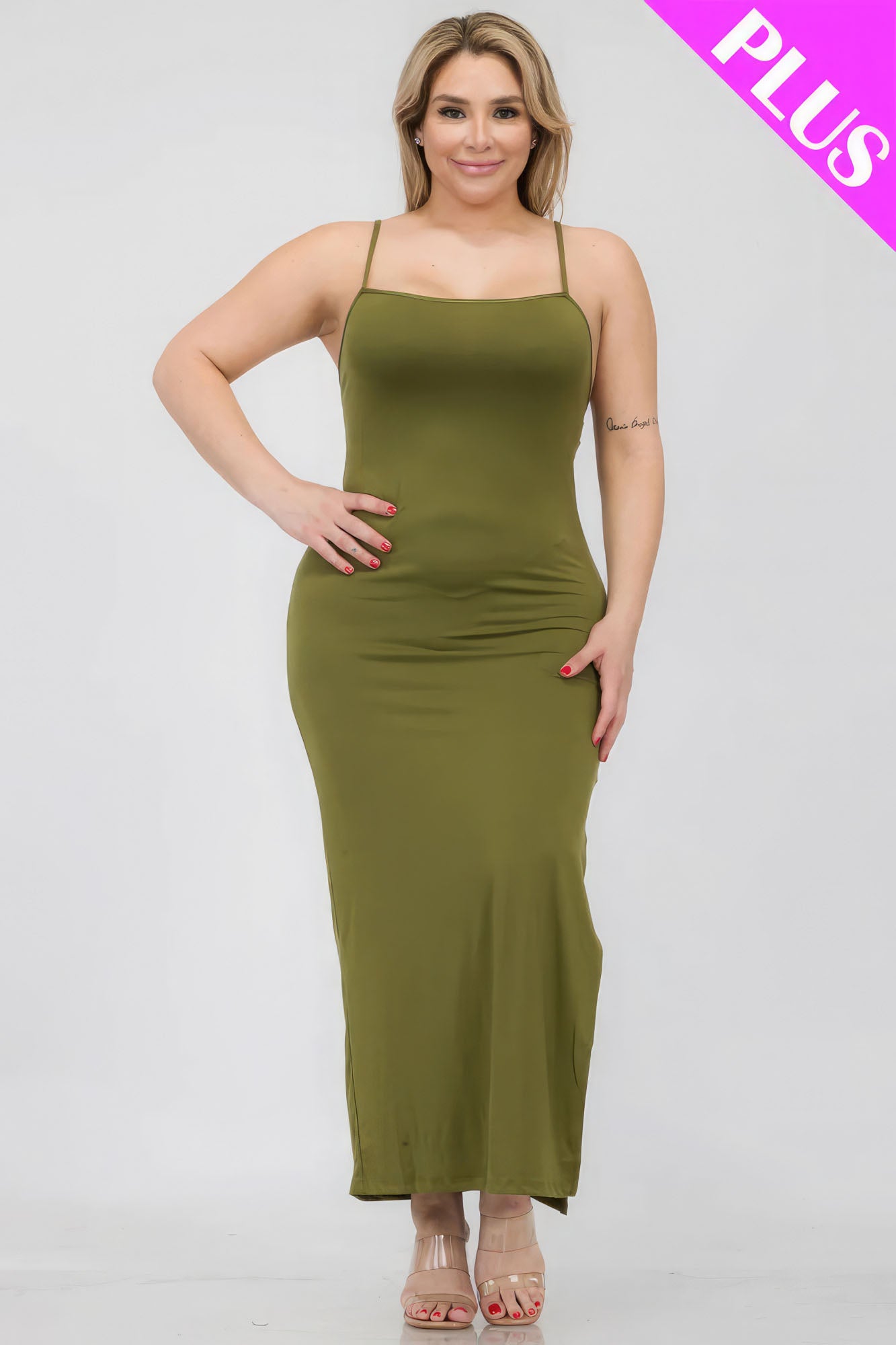 Crisscross Back Split Thigh Maxi Dress Plus