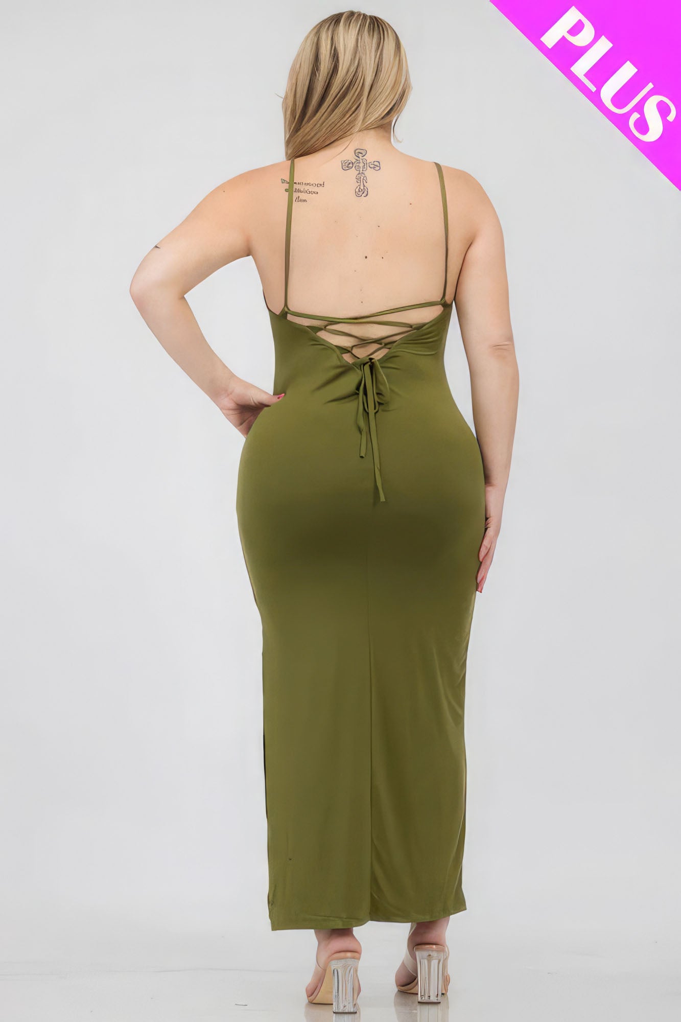 Crisscross Back Split Thigh Maxi Dress Plus