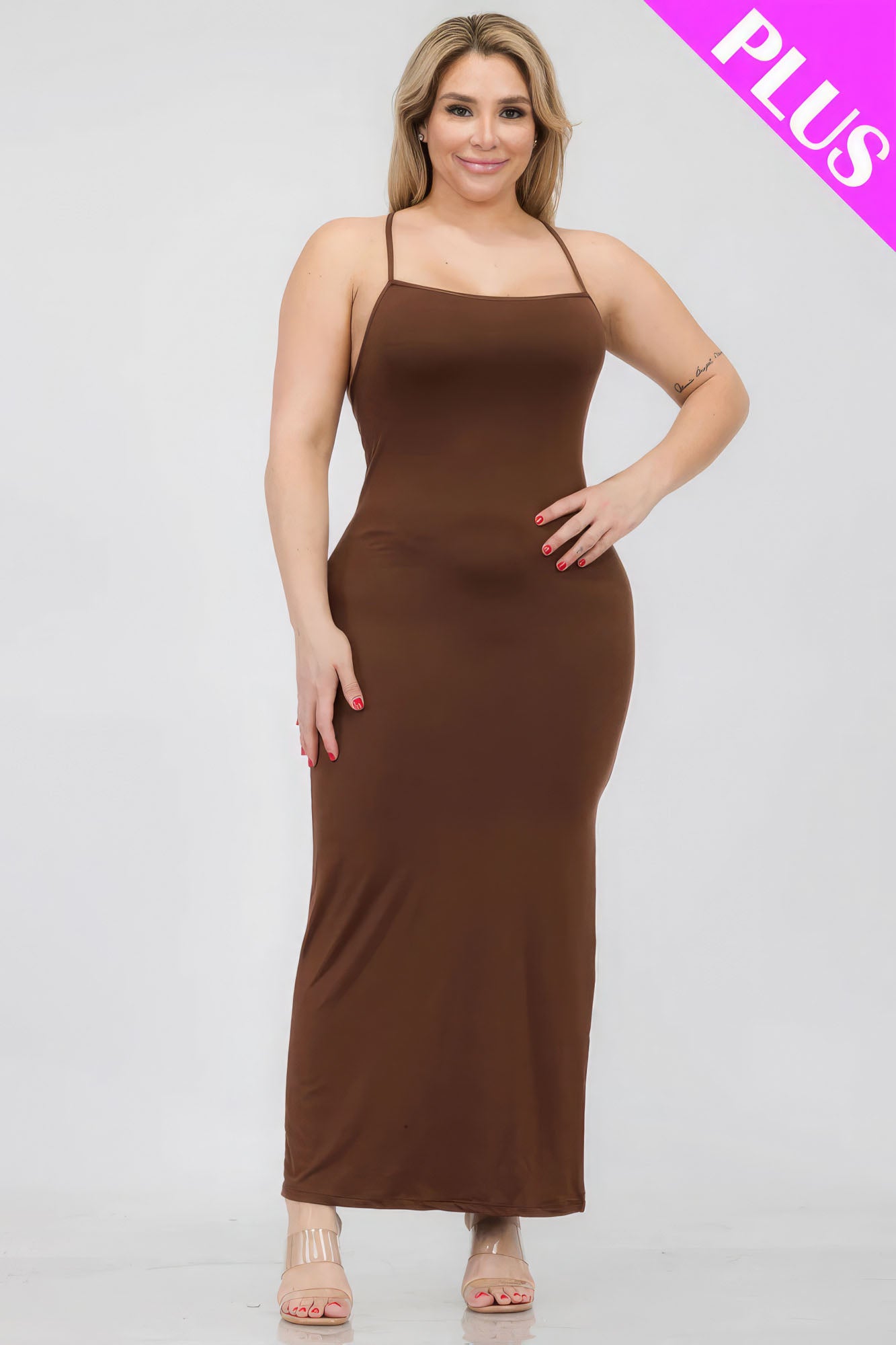 Crisscross Back Split Thigh Maxi Dress Plus
