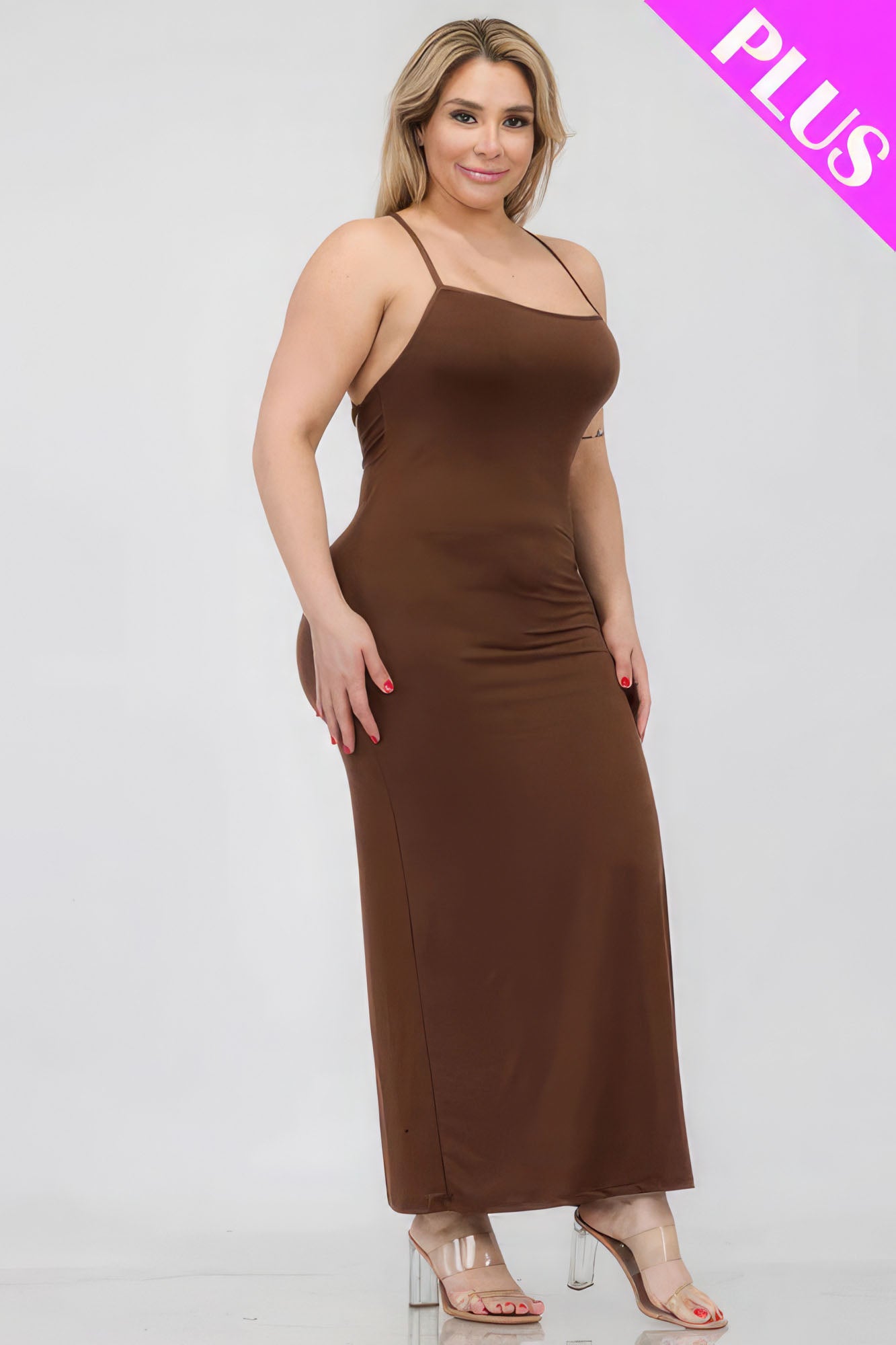 Crisscross Back Split Thigh Maxi Dress Plus