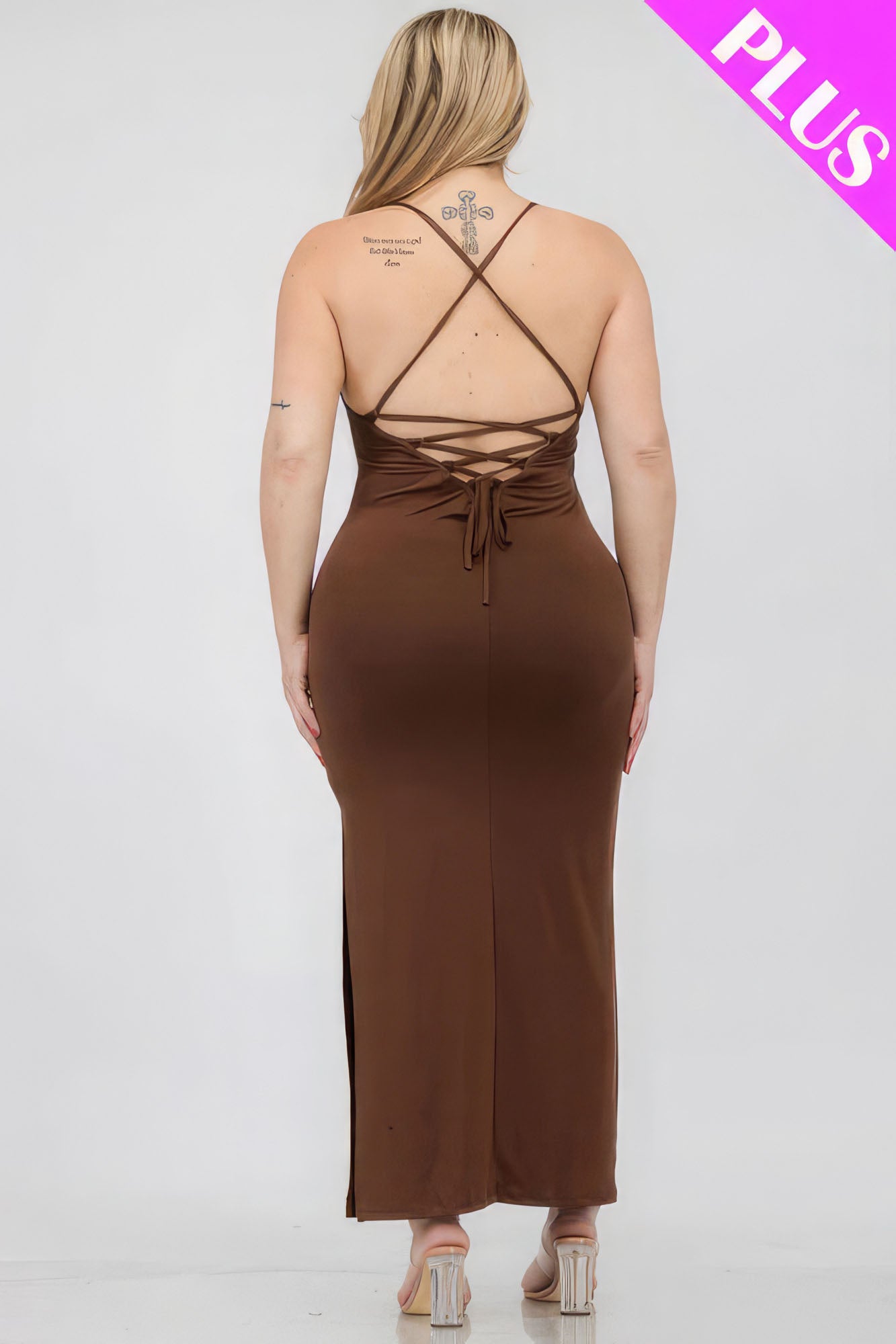 Crisscross Back Split Thigh Maxi Dress Plus