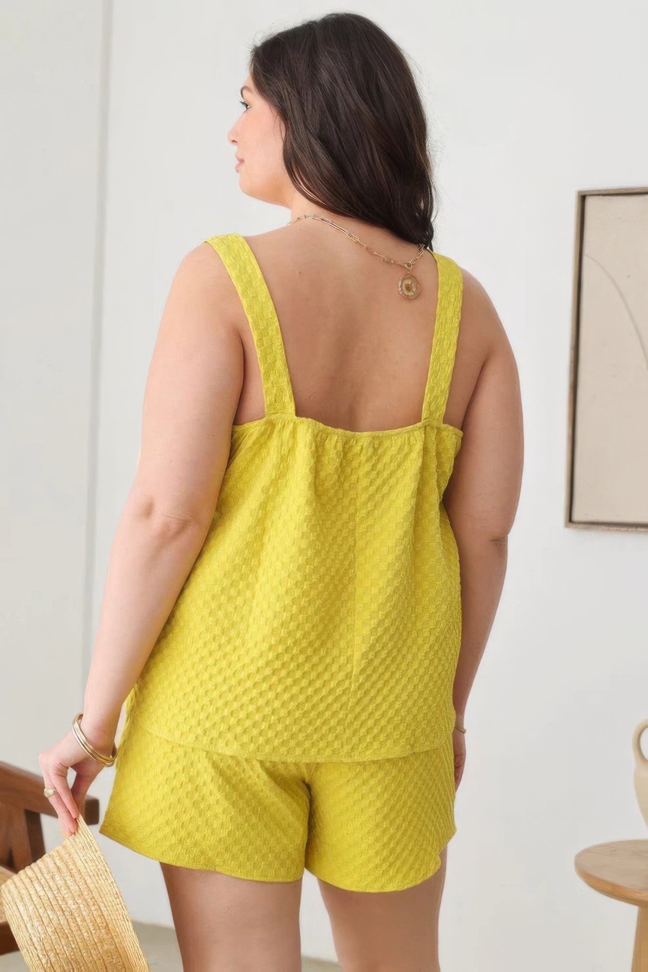Textured Top Elastic Waist Short Sets  Plus