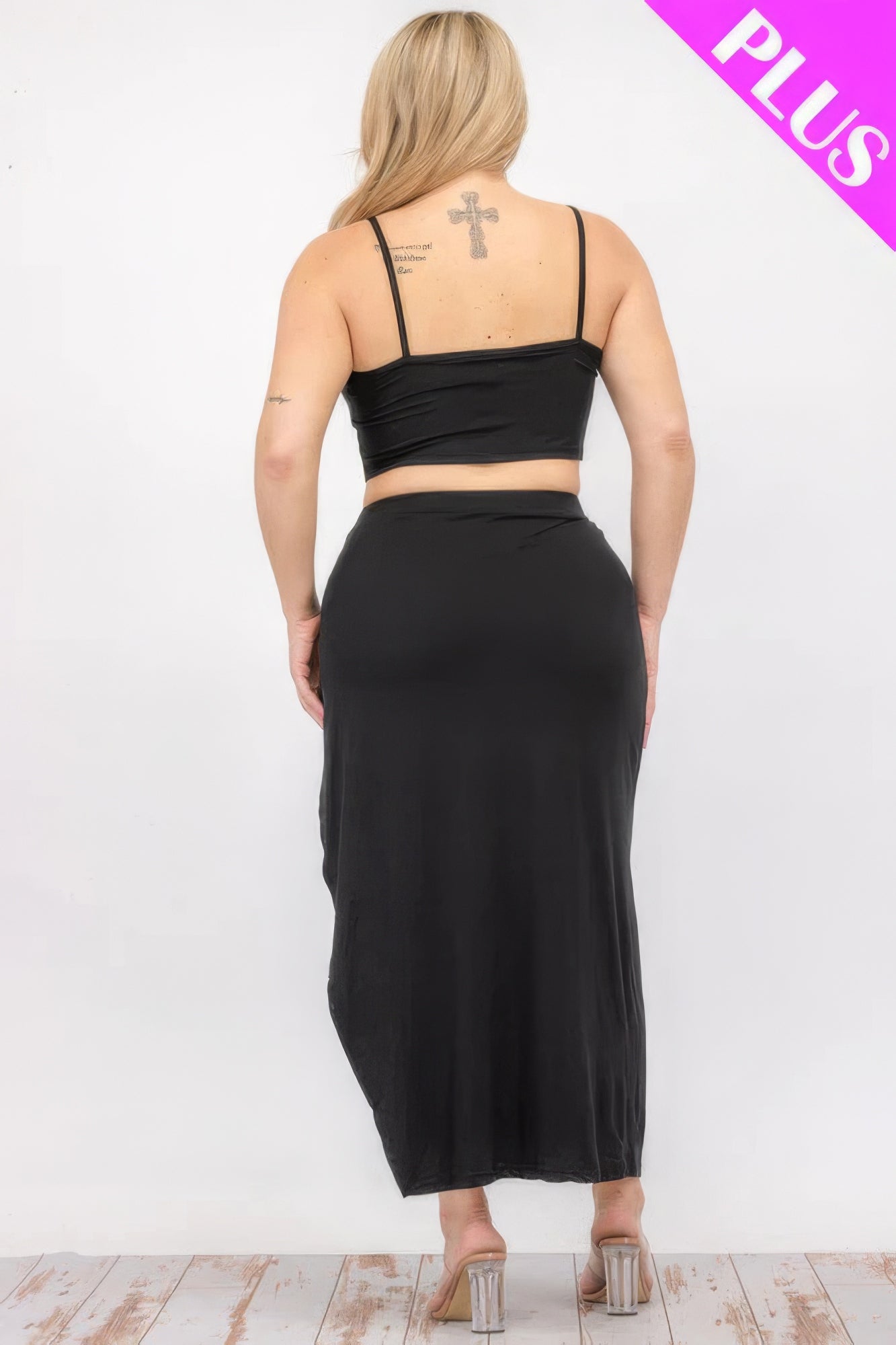 Crop Cami & Split Thigh Maxi Skirt Set plus
