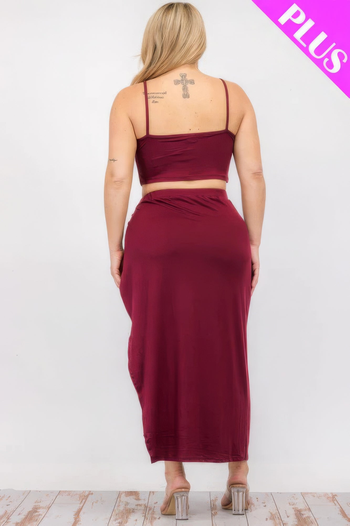 Crop Cami & Split Thigh Maxi Skirt Set Plus