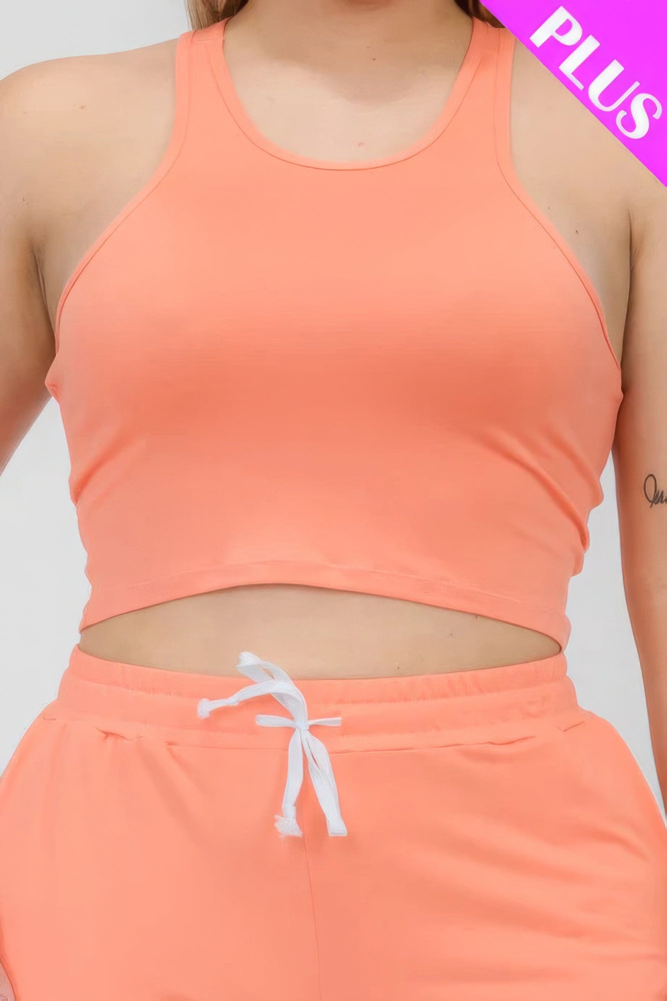 Crop Tank Top & Ruched Pants Set Plus