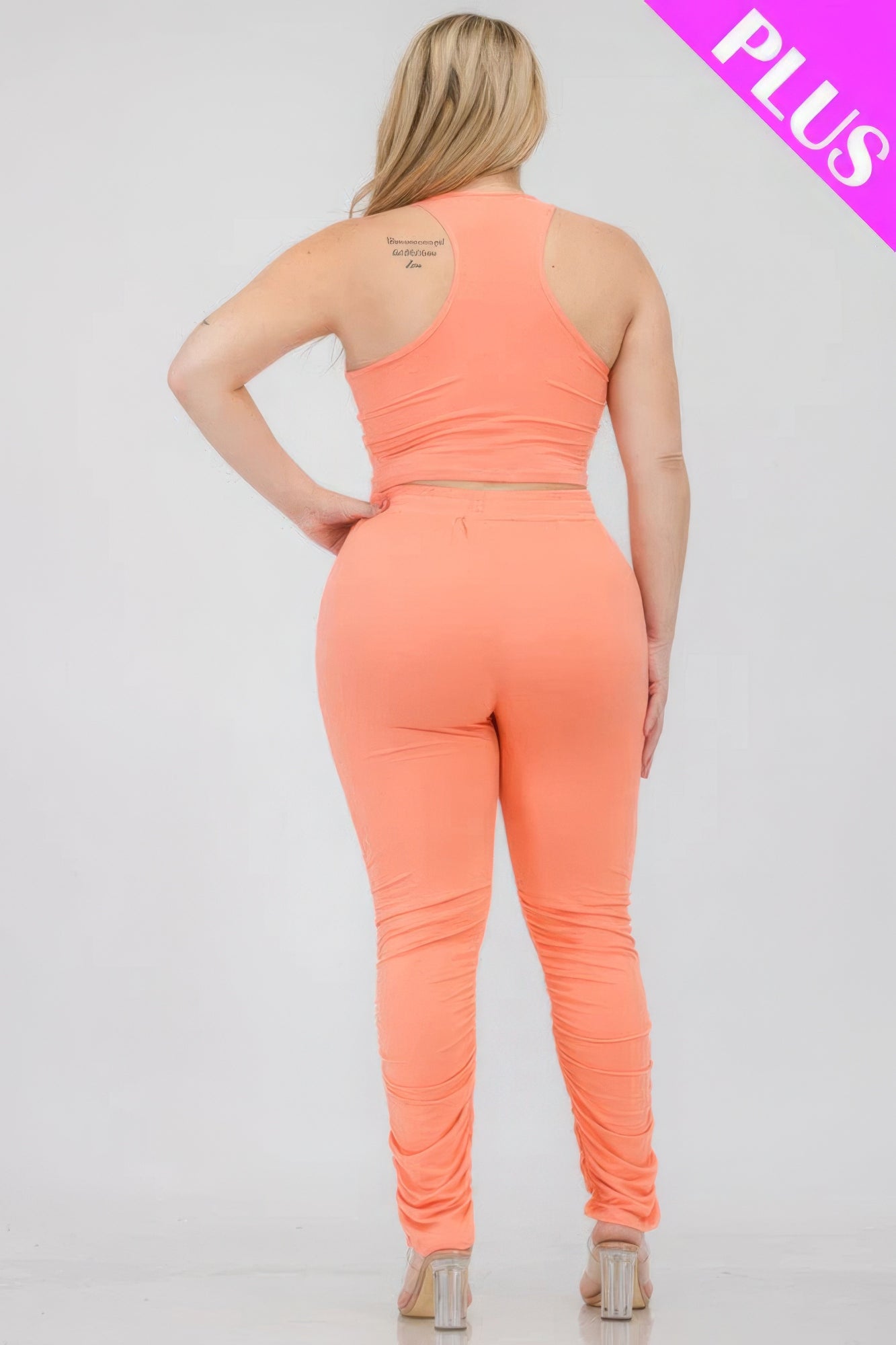 Crop Tank Top & Ruched Pants Set Plus