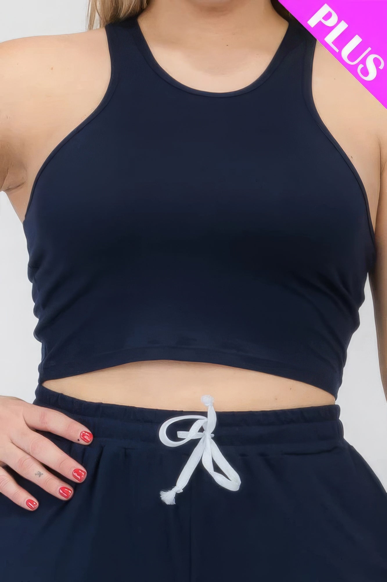 Crop Tank Top & Ruched Pants Set Plus