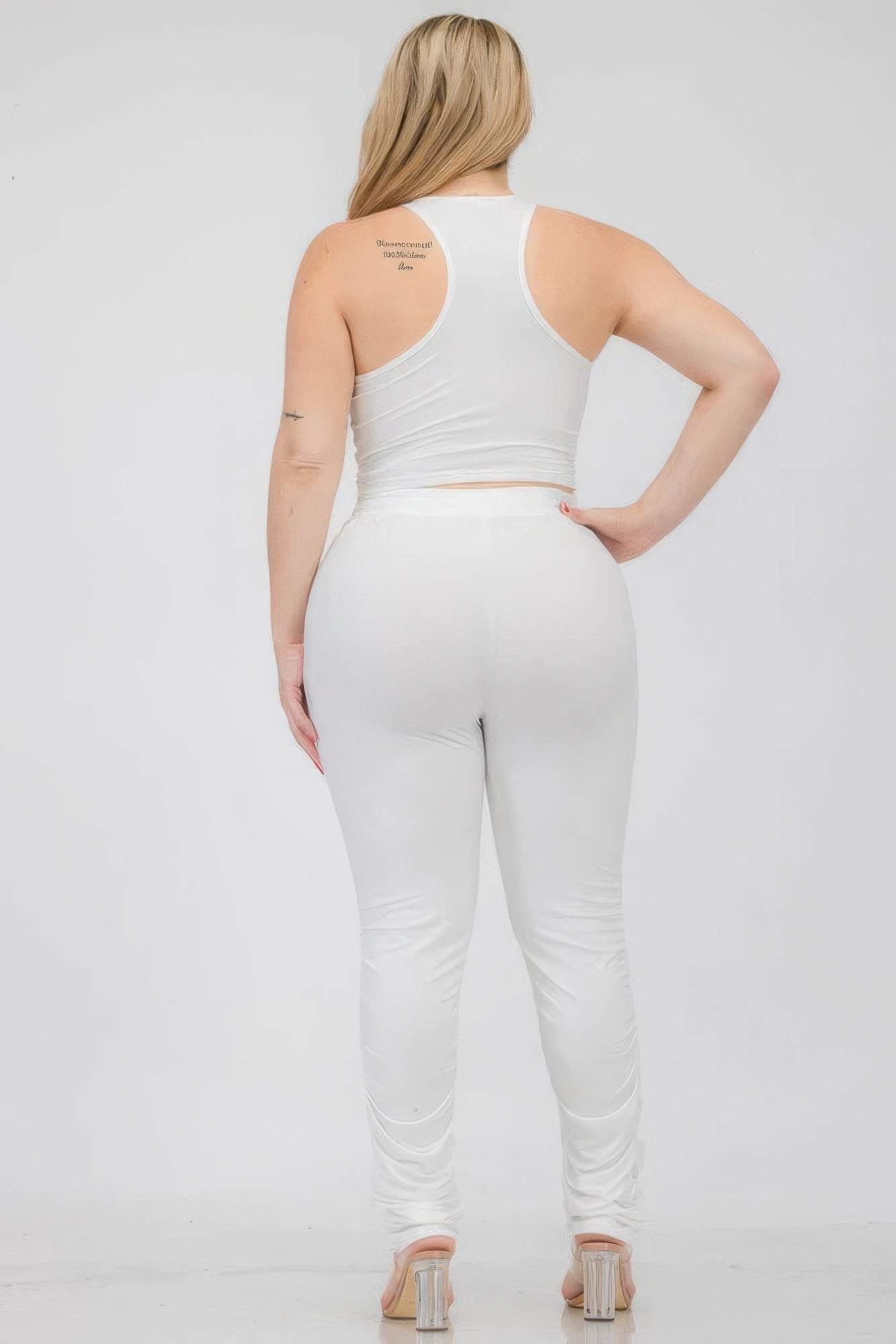 Crop Tank Top & Ruched Pants Set Plus
