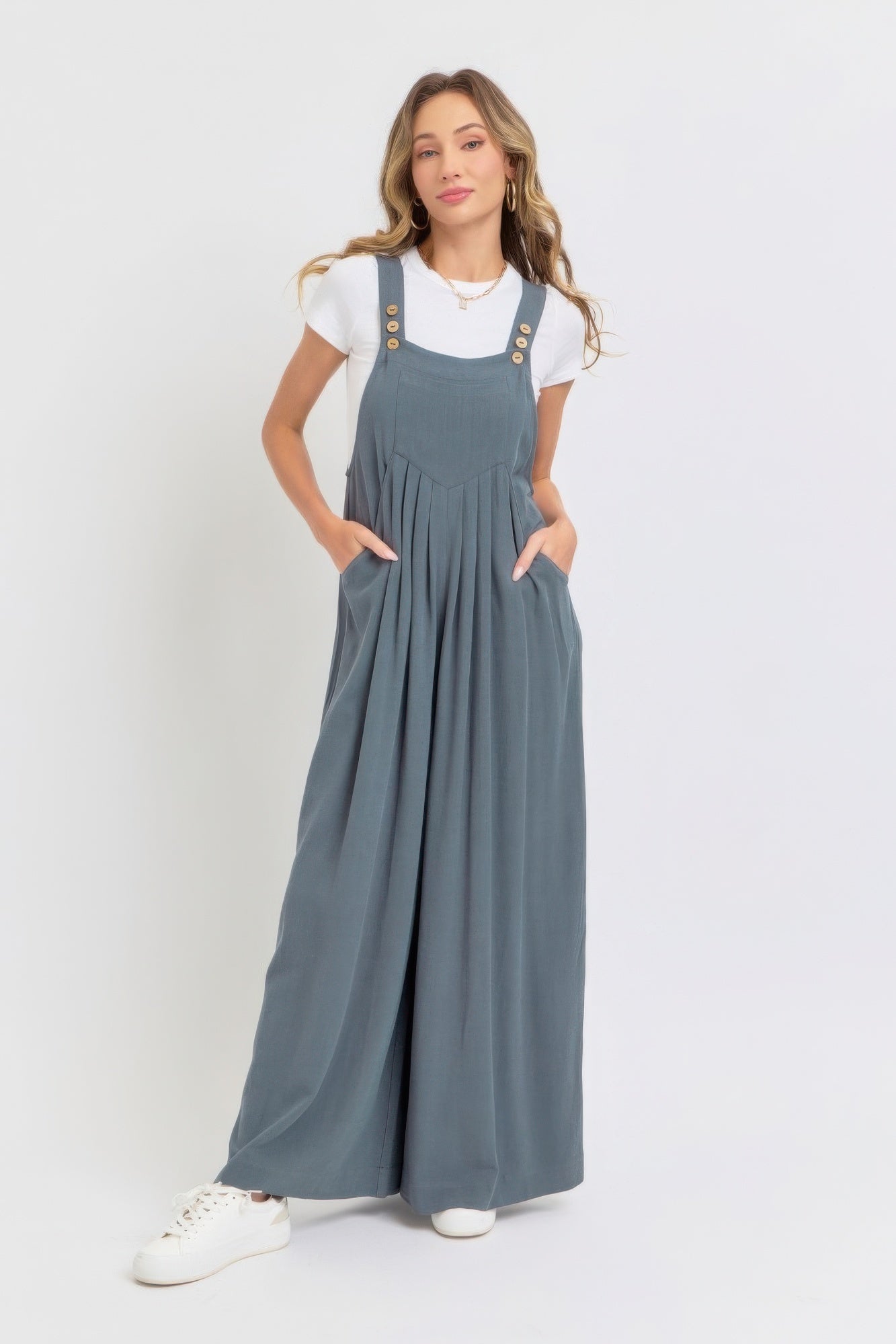 Adjustable Strap Overall Wide Leg Women Jumpsuit