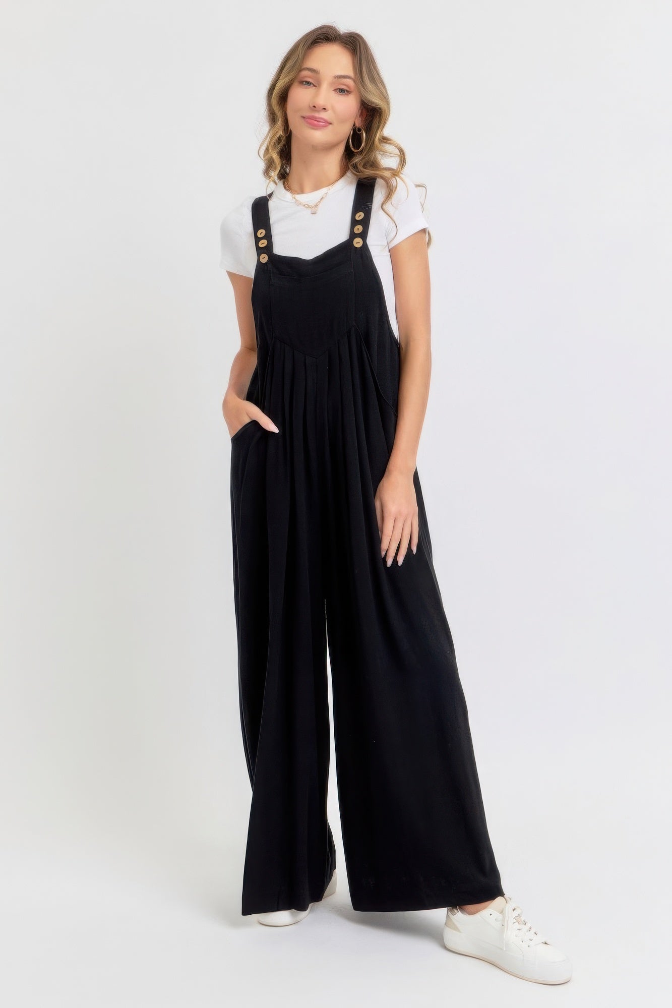 Adjustable Strap Overall Wide Leg Women Jumpsuit