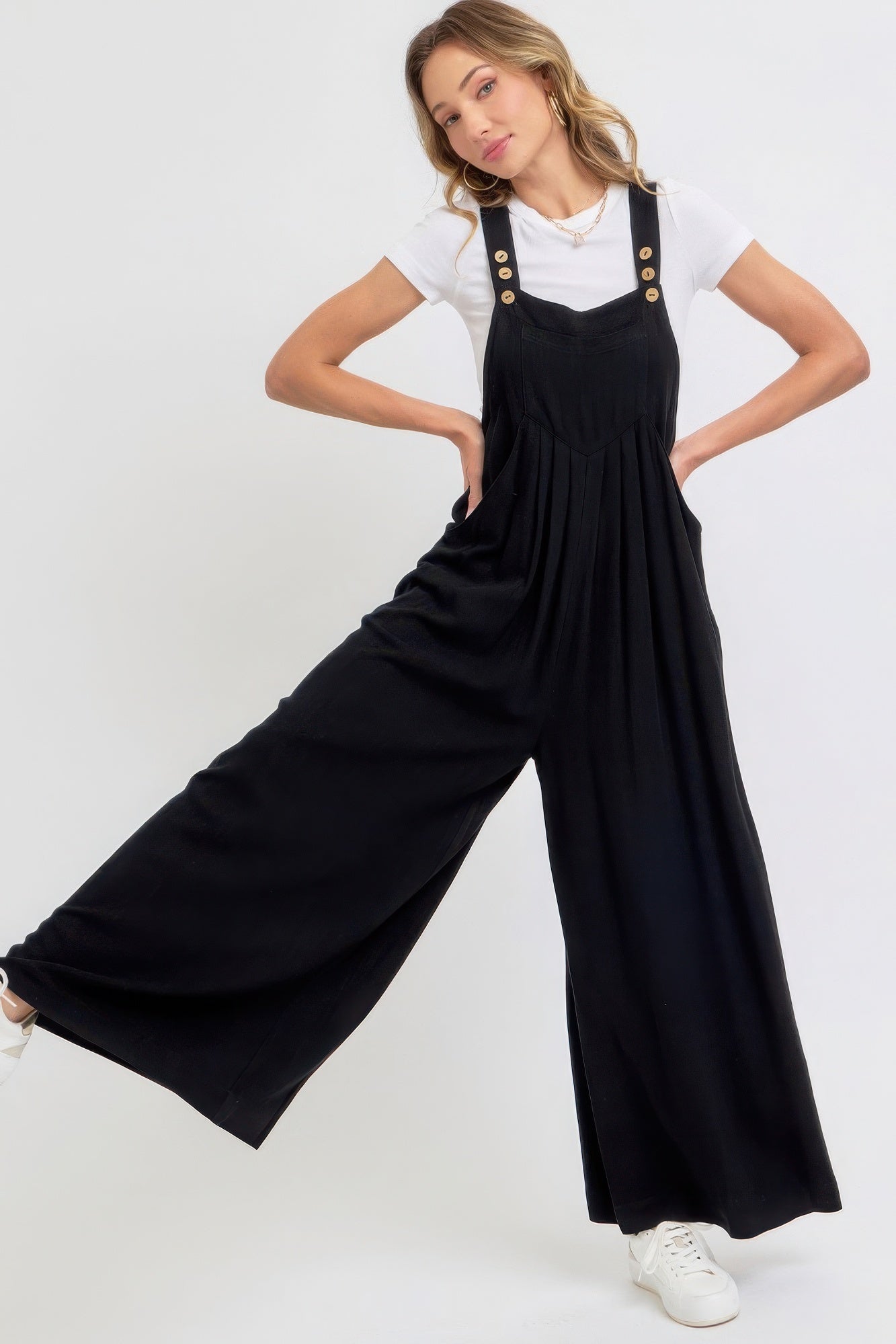 Adjustable Strap Overall Wide Leg Women Jumpsuit