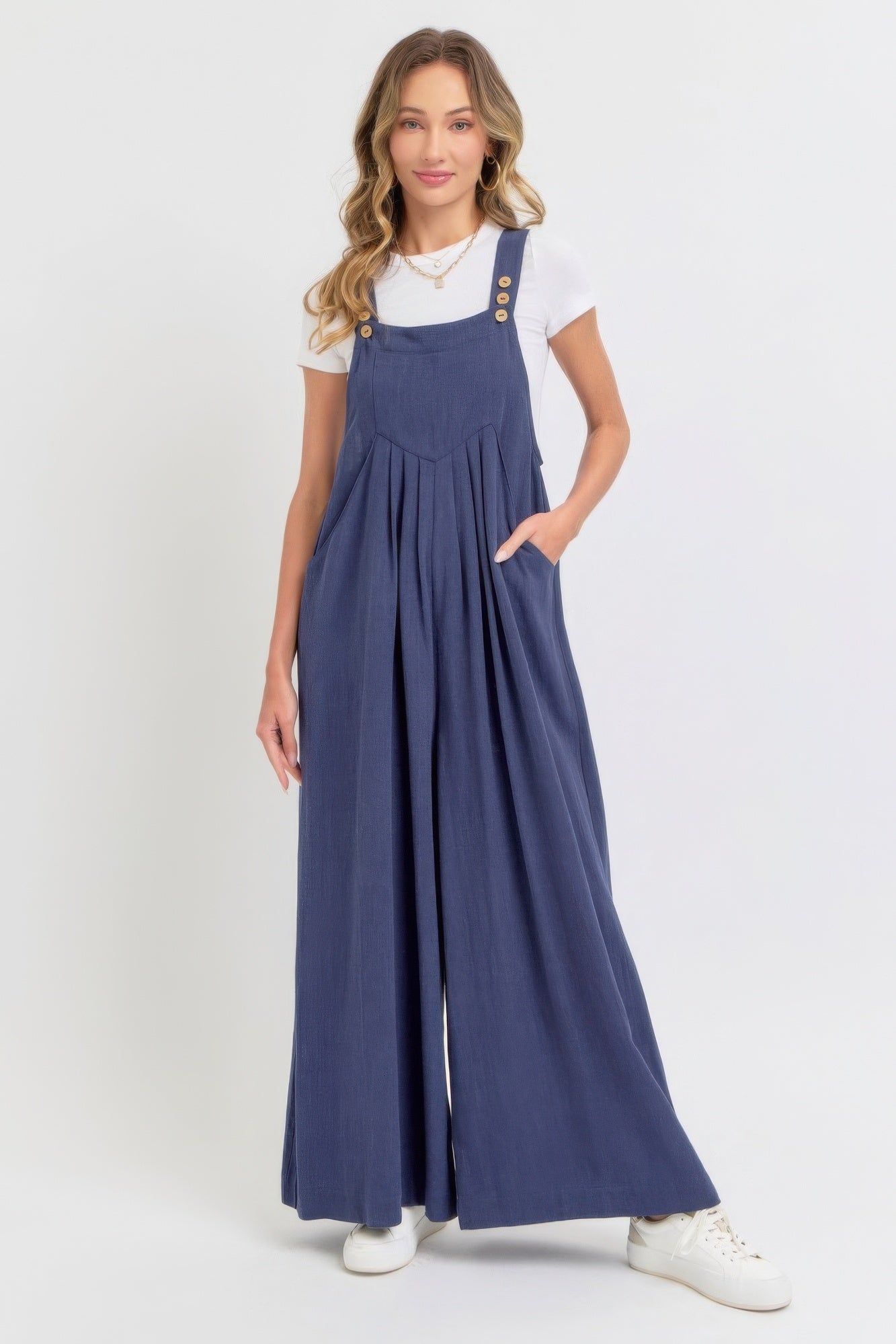 Adjustable Strap Overall Wide Leg Women Jumpsuit