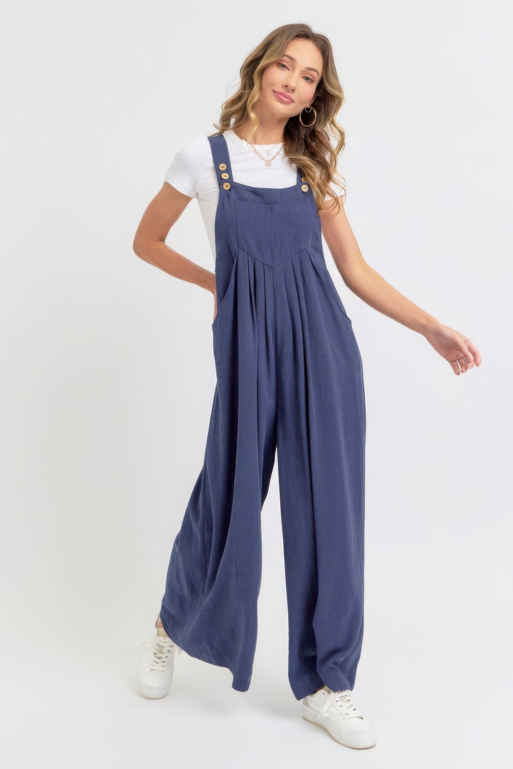 Adjustable Strap Overall Wide Leg Women Jumpsuit