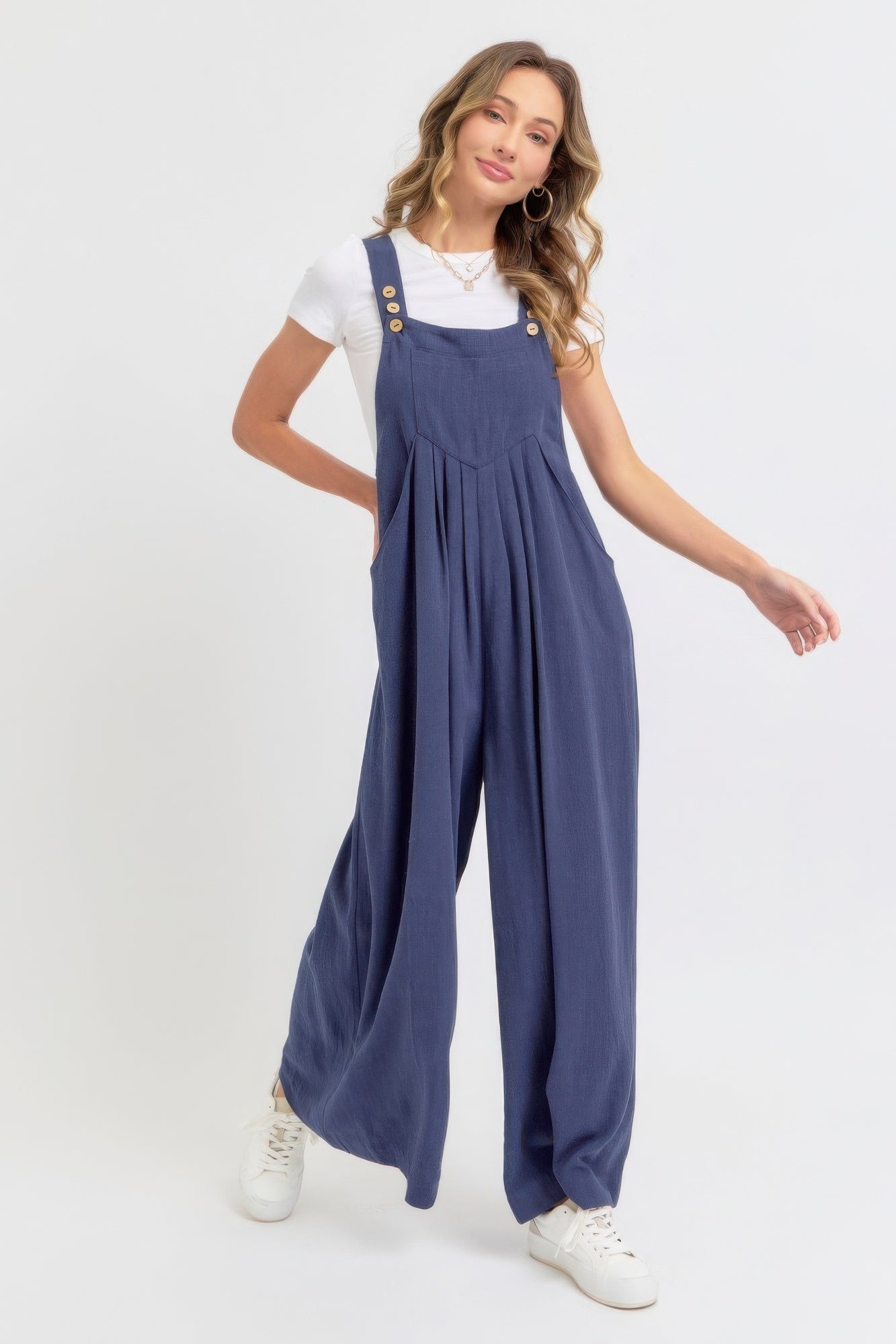 Adjustable Strap Overall Wide Leg Women Jumpsuit