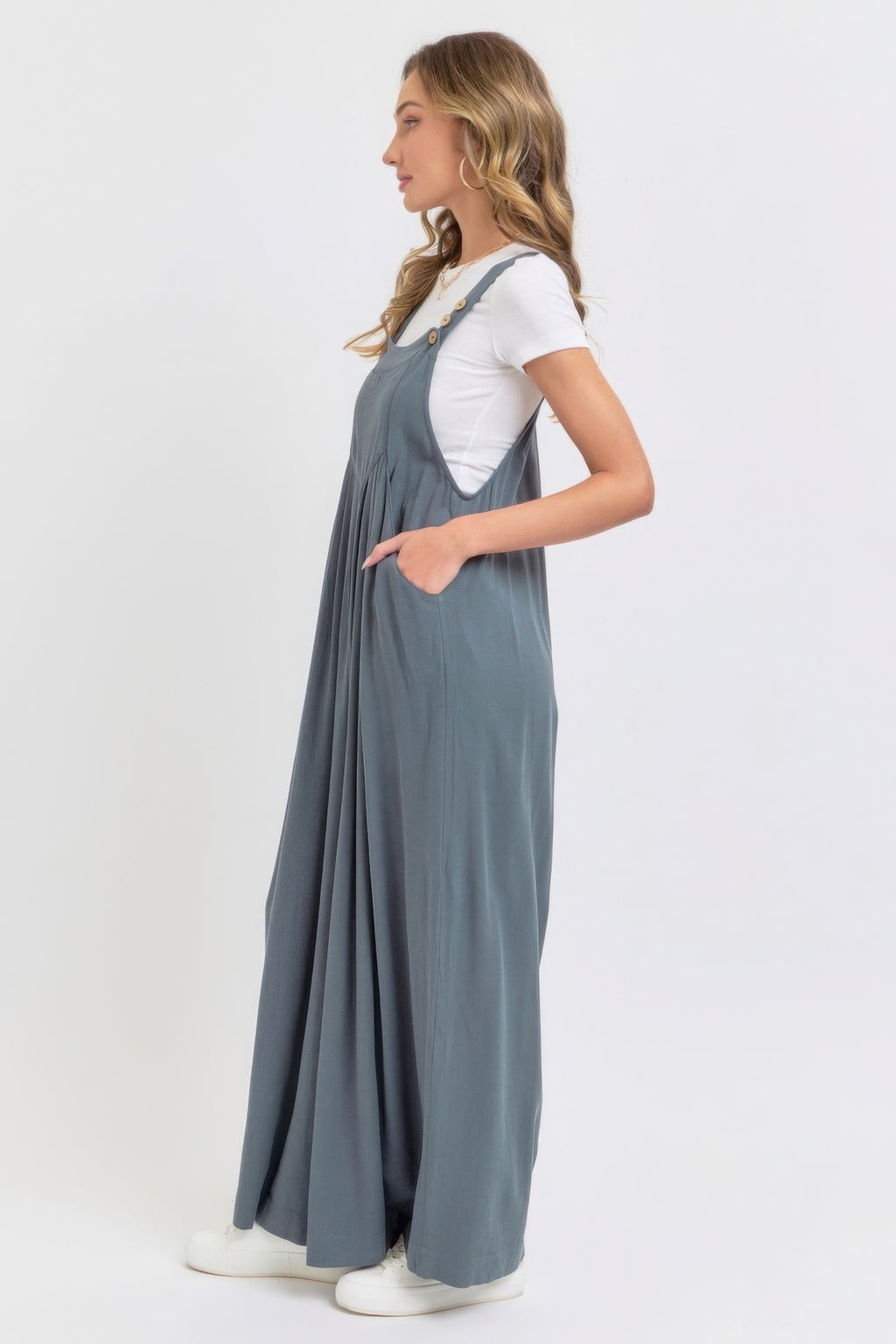 Adjustable Strap Overall Wide Leg Women Jumpsuit