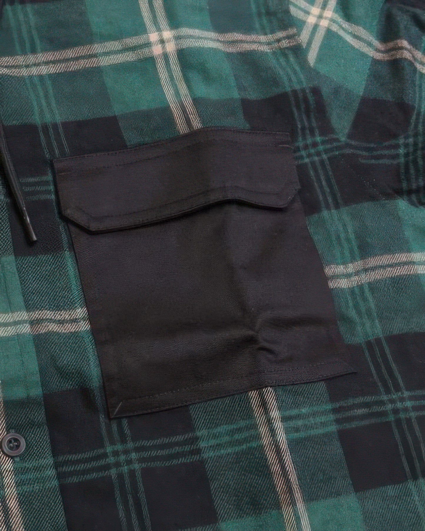 Contrast Pocket Plaid Hooded Shirt Man