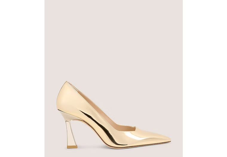 Stuart Weitzman Gold Leather High Heel Pumps