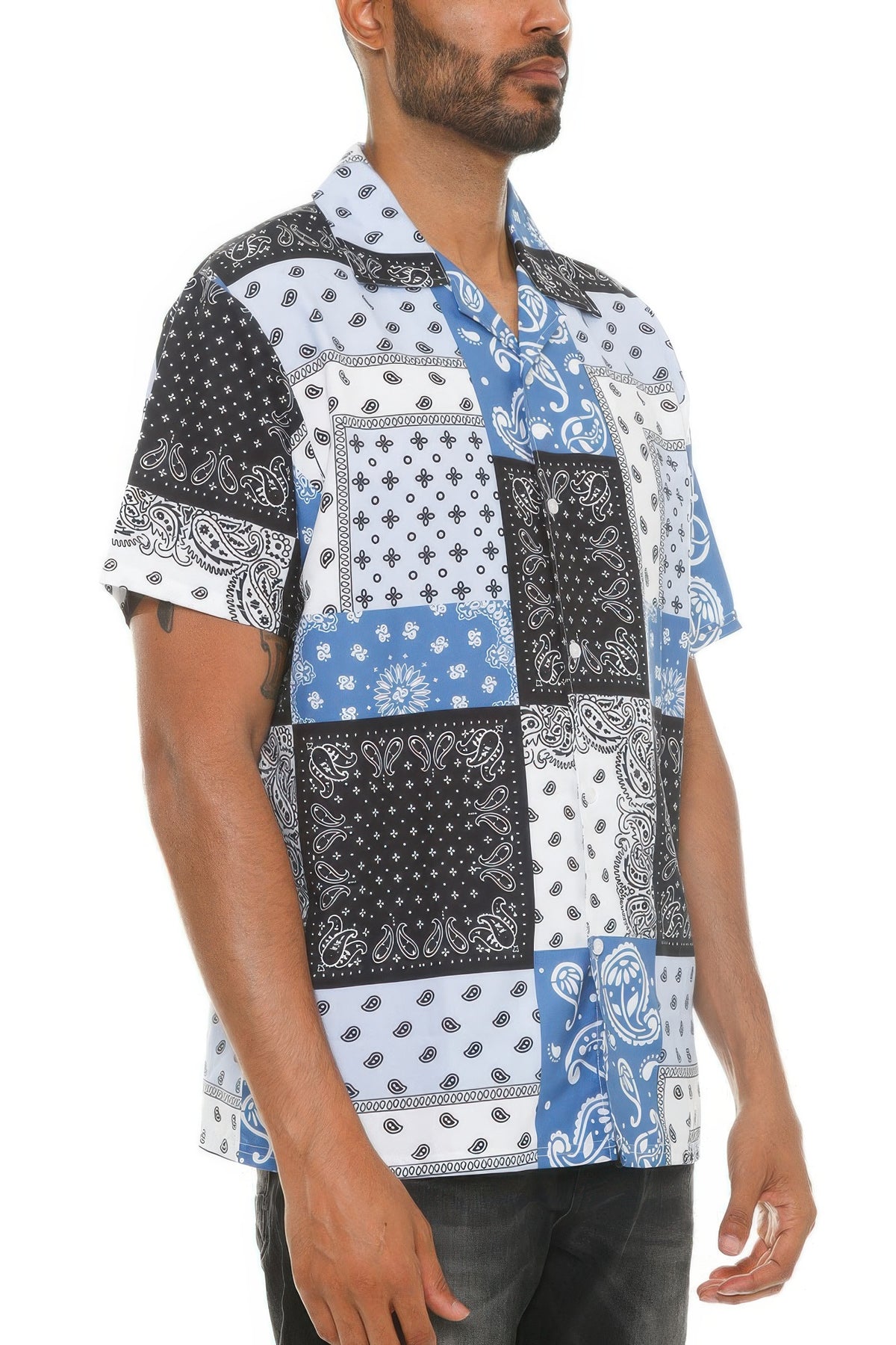 Mens Collared Print Button Down