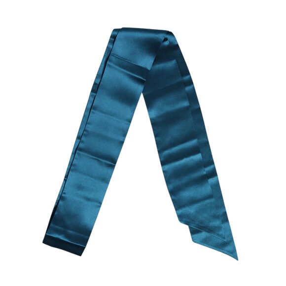 Dolce & Gabbana Blue Satin Silk Skinny Foulard Wrap Scarf